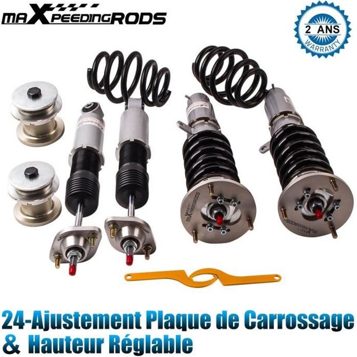 330i 328i M3 Coilover Kit de Suspension Amortisseurs 325i maXpeedingrods Coilover Combinés Filetés Hauteur Réglable Amortisseur Ajustable pour E46 3 Series 320i Gris 323i