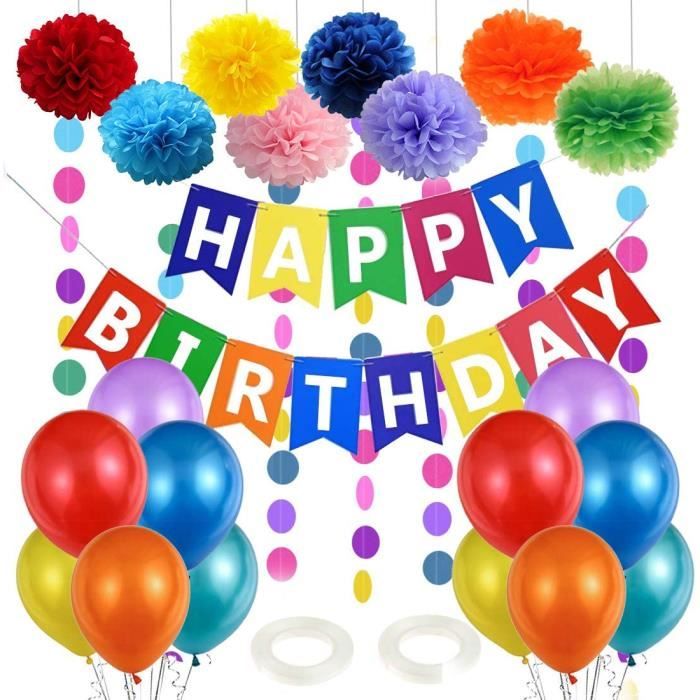 Decoration anniversaire enfant, ballons anniversaire colorés, happy  birthday ballon, banniere joyeux anniversaire, 1er annive[A379] - Cdiscount  Maison