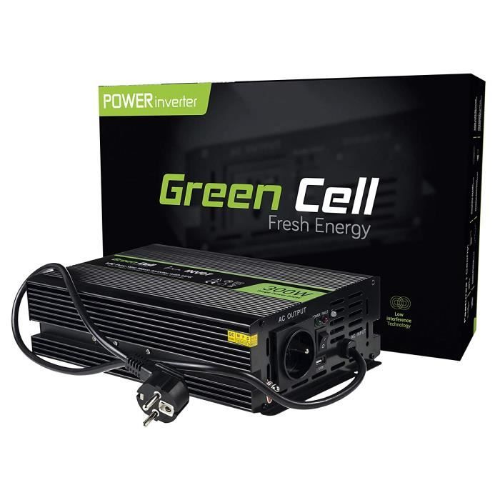 Convertisseur de tension Green Cell® 300W-600W Pur Sinus Convertisseur de Tension DC 12V AC 230V UPS Inverter, Peak Ondu 34044