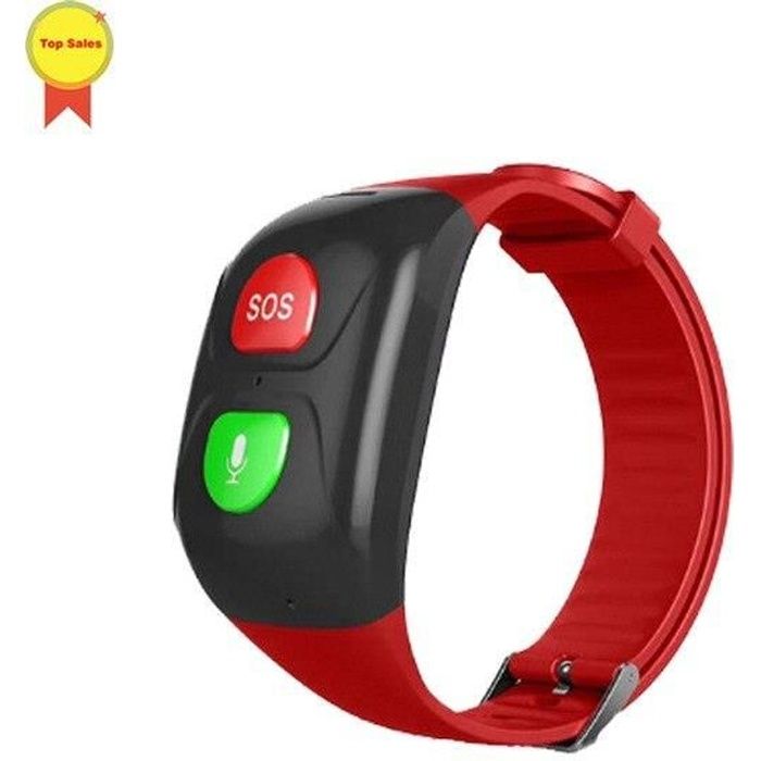 Montre connectée,SOS bouton senior gps wifi montre bracelet fréquence  cardiaque pression artérielle d'urgence sos aîné - Type Rouge - Cdiscount  Téléphonie