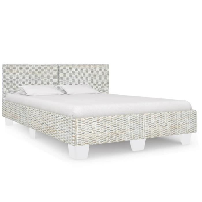 Cadre de lit en rotin naturel gris Lizhushop - 160 x 200 cm