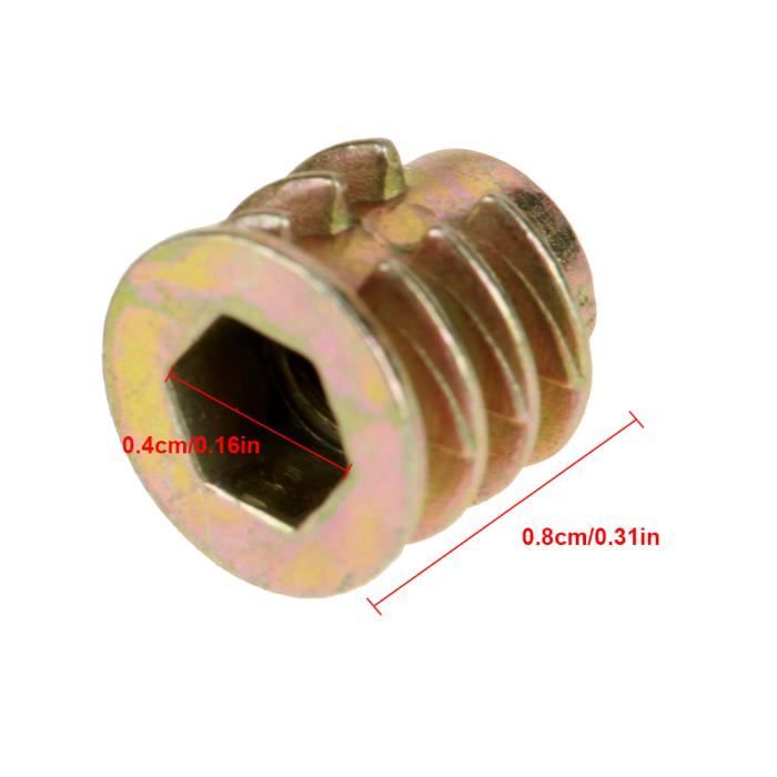50 écrous Inserts M5x14mm Pour Meubles En Bois - Ton Bronze - Uxcell