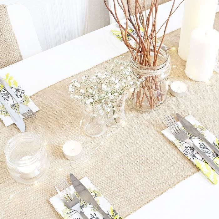 Chemin De Table Toile De Jute Naturelle Mariage Brlap Achat