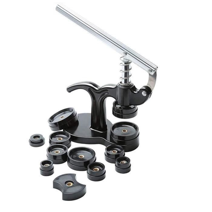 Kit D'outils Horloger Avec Presse à Boîtier - 18 Empreintes (rondes Et Rectangulaires) - Pour Changement De Pile, Fermeture Boîtier - Taille 16 à 50 Mm