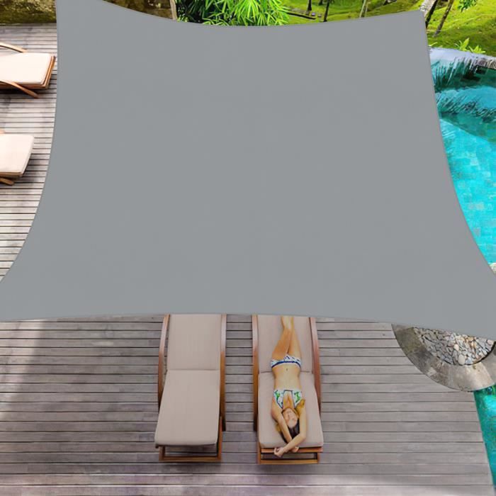Voile dombrage rectangulaire BIGZZIA - Protection solaire et UV - Gris