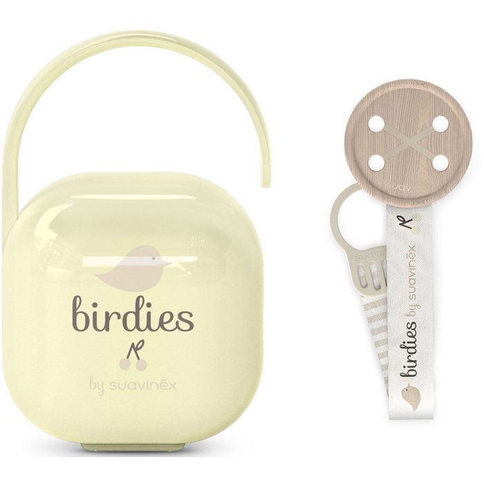 Suavinex Attache-sucette avec ruban - Birdies - Dès la naissance - Beige + Porte-sucette Birdies pour garçon - vue 3