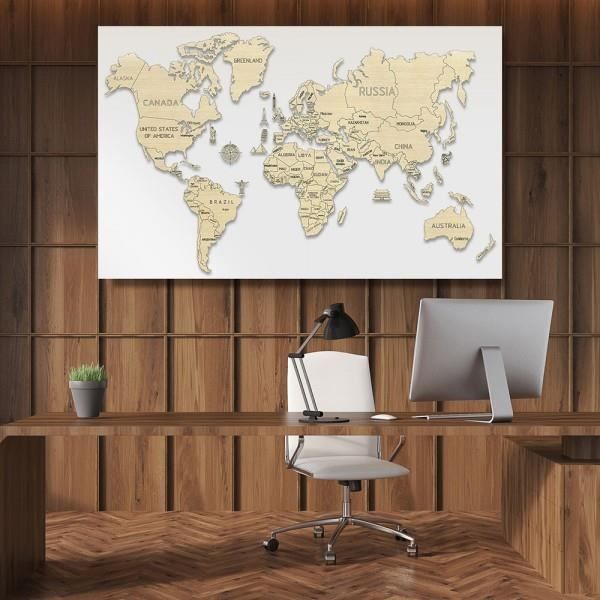 Puzzle Carte du Monde en Bois XL - Cadeau Maestro - 46 pièces - Voyage ...