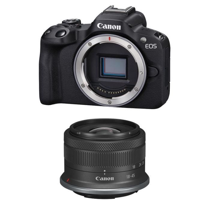 CANON Hybride EOS R50 + RF-S 18-45mm F4.5-6.3 IS STM - Blanc - CMOS APS-C 24.2 Mpixels - 4K - 3" - Garanti 3 ans