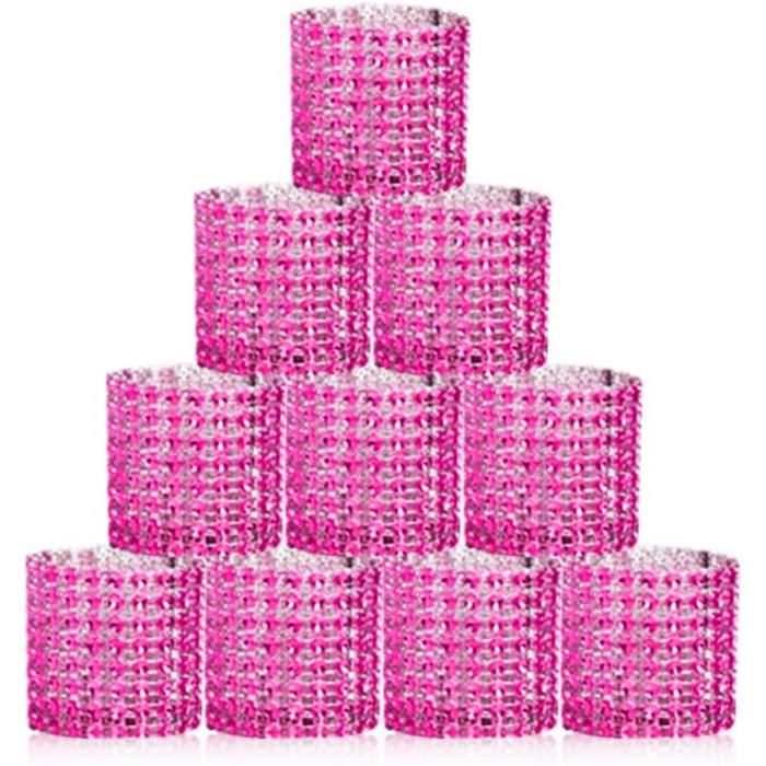 50 Ronds De Serviette Diamant Argent - Bande Velcro Ajustable - Déco Table Noël, Mariage, Fête