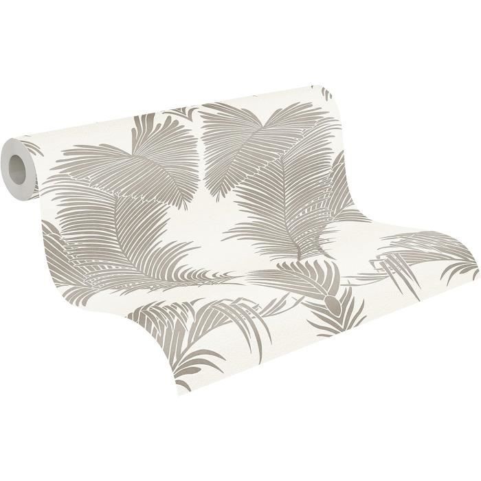 Papier Peint Marburg Uni Ornement – Gris (Greige) – Intissé – Fabriqué En Allemagne