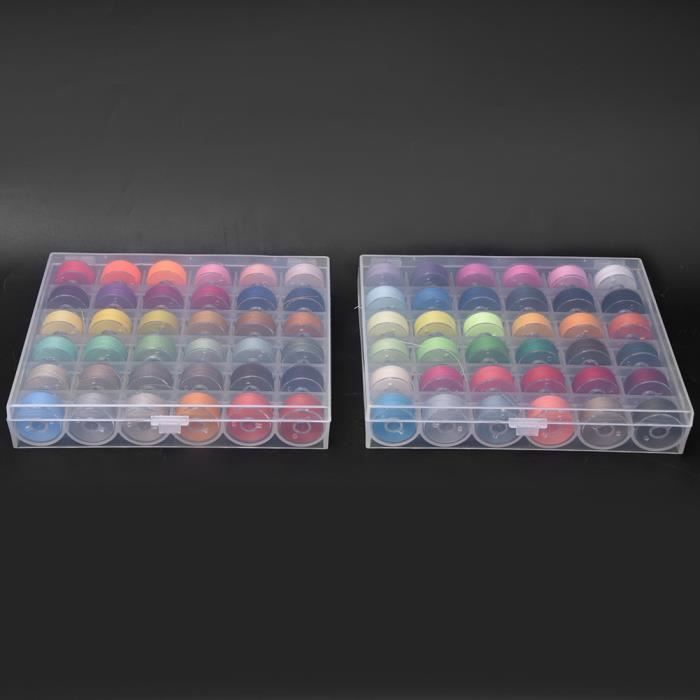 72 Couleurs Assorties Boîte De 72 Fils De Canette Pour Machine à Coudre - Avec Boîte De Rangement, Couleurs Assorties, Compatible Nombreuses Marques Fils Compatibles Machines à Coudre