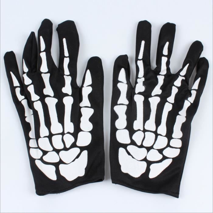 Gants Halloween Squelette FloralGrace - Motif Lumineux Dans Le Noir Pour Cosplay