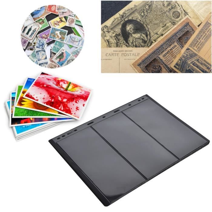 Feuilles Pages D'Album Timbres – 4 Lignes Sur Fond Noir – 10 Pièces – Standard 218x280mm – Collection