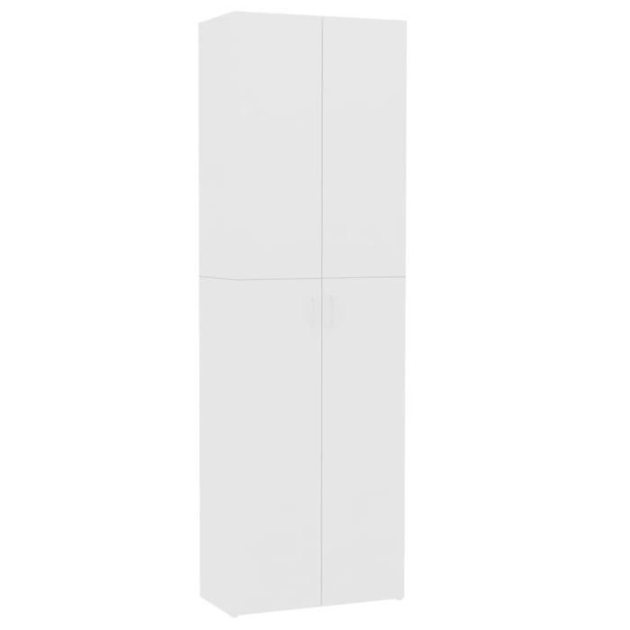 armoire de bureau - dioche - blanc - 60 x 32 x 190 cm - 5 étagères - design contemporain