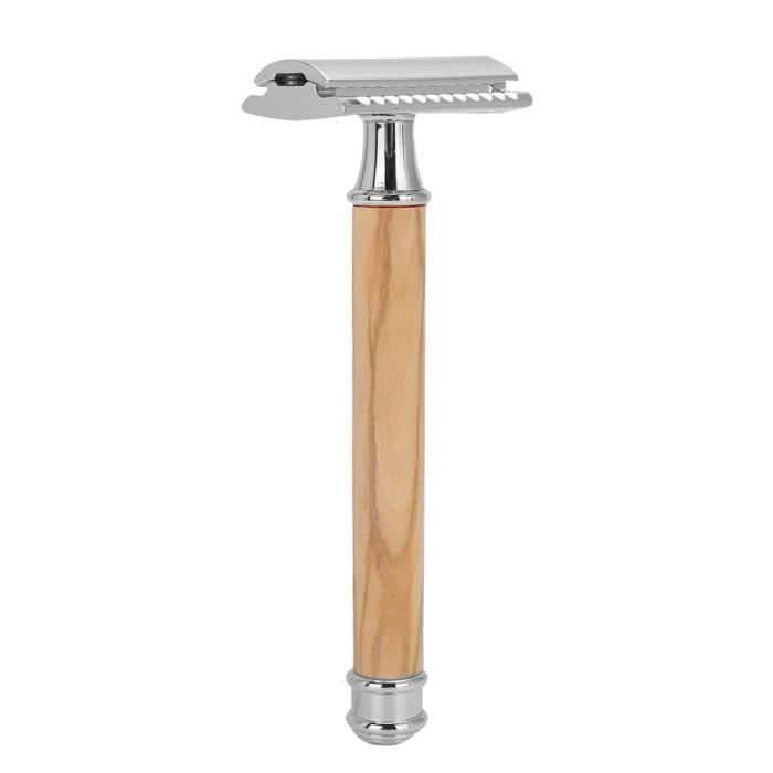 EBTOOLS Couteau à raser manuel Rasoir Manuel Double Face Manche en Bois Couteau de Rasage