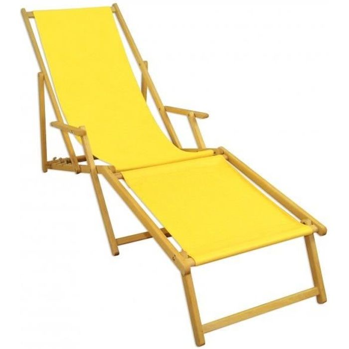 Chaise longue de jardin jaune pliante avec repose-pieds chilienne cadre en bois 10-302NF