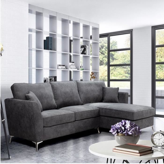 canape bonita angle droit gris cdiscount maison