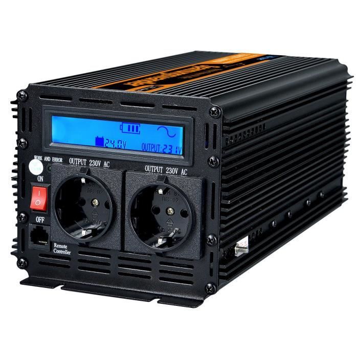 convertisseur pur sinus 24v 220v onduleur 1500 3000w ecran LCD transformateur de tension