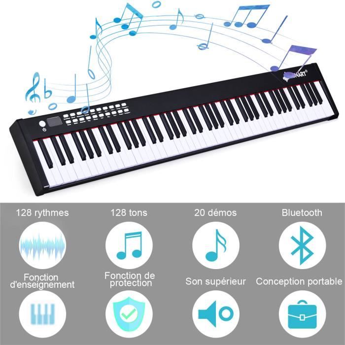 GOPLUS 88 Touches Piano Numérique Portable avec Fonction de d'Enseignement et Bluetooth pour Enfants ou Débutants plus de 3 Ans