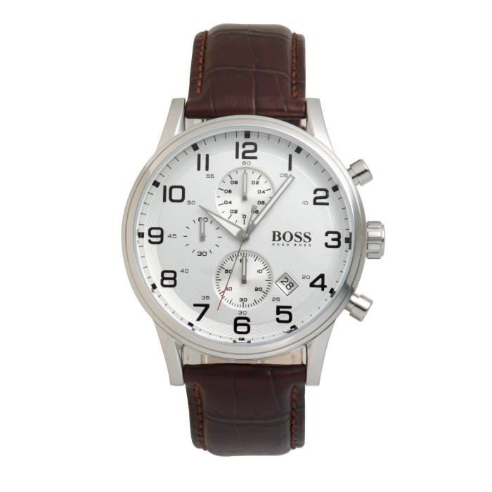 HUGO BOSS HOMME 44MM MARRON CUIR BRACELET DATE MINÉRAL VERRE MONTRE  HB-1512447 - Cdiscount Bijouterie