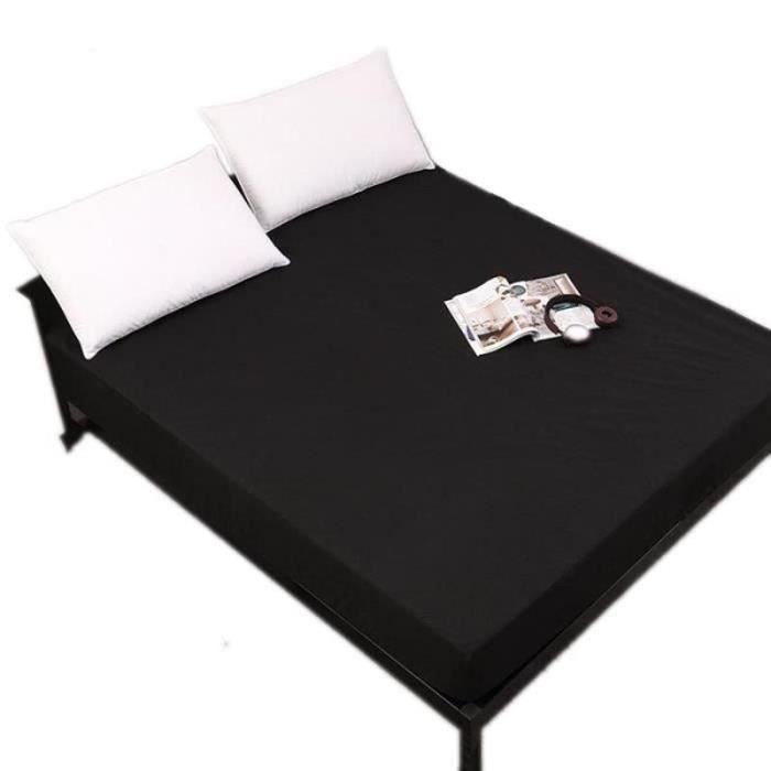 Drap Housse - INSFITY - Noir - Polyester - 120 x 200 cm - Bonnet 30 cm