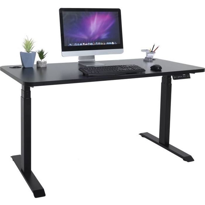 Relaxdays Bureau assis debout réglable en hauteur, tablette clavier, rehausseur  écran PC, support, LxP: 72 x 59 cm, noir