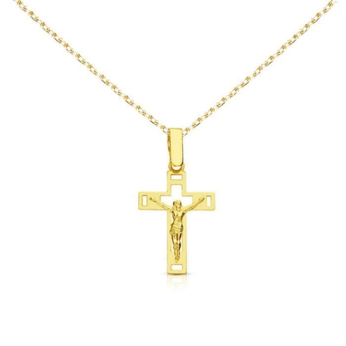 Collier Chaîne Torsadée Plaqué Or 18 Carats Avec Pendentif Croix - Marque Bijouxia - Neuf Avec étiquette