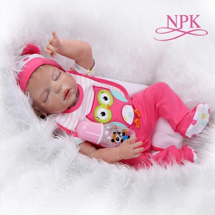 Poupée Reborn Fille Nouveau-né 48cm - Bébé Réaliste Yeux Fermés - Vinyle