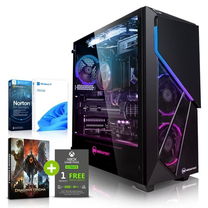  Ordinateur de bureau Megaport PC Gamer Duke AMD Ryzen 5 3600 6x 3,60 GHz • GeForce GTX1660 6Go • 16Go DDR4 • 240 Go SSD • 1To • Windows 10 • WiFi pas cher
