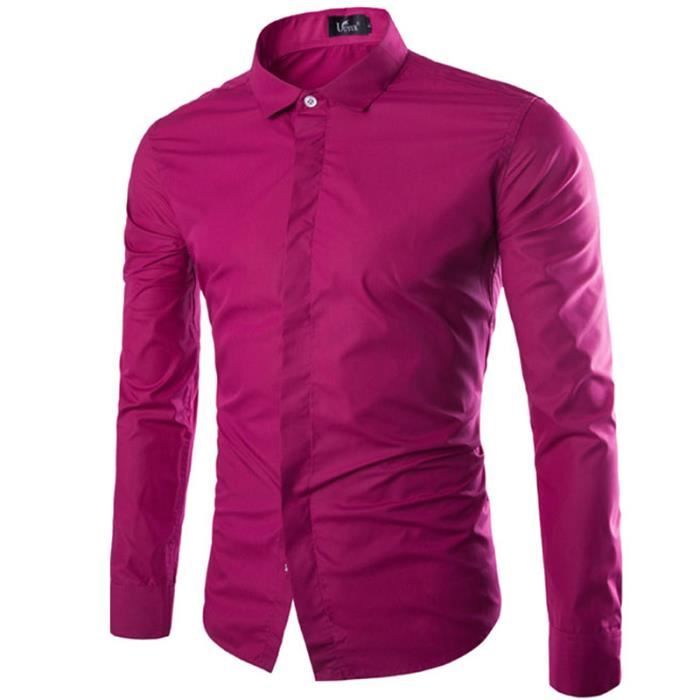 Chemise Homme Slim Fit Coréen - Boutons Transversaux - Coton - Neuf Avec étiquettes