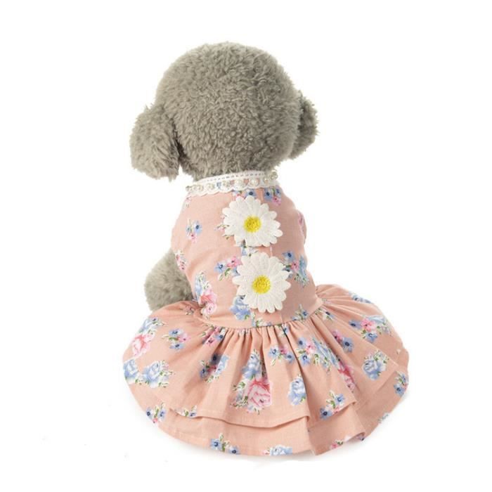 Vetement Robe Pour Chien Chat Plissee Ete Motif A Petit Fleur Achat Vente Robe Jupe Vetement Robe Pour Chien Ch Cdiscount