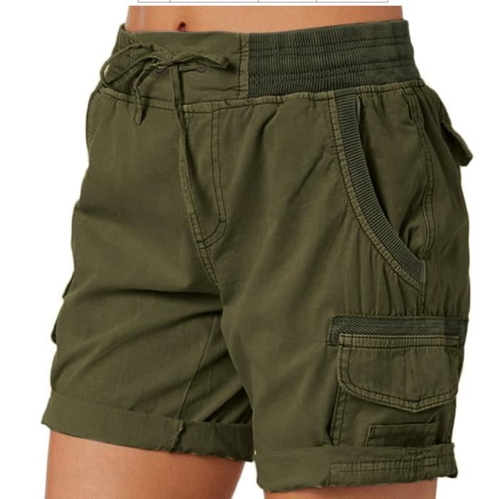Shorts Cargo Femme t L ger Taille Elastique Pantalons Court