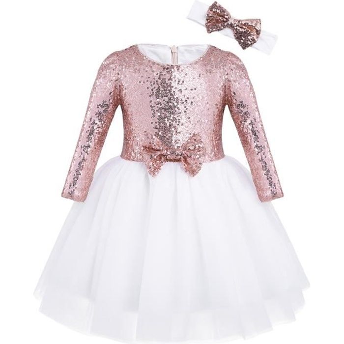 robe rose paillette fille