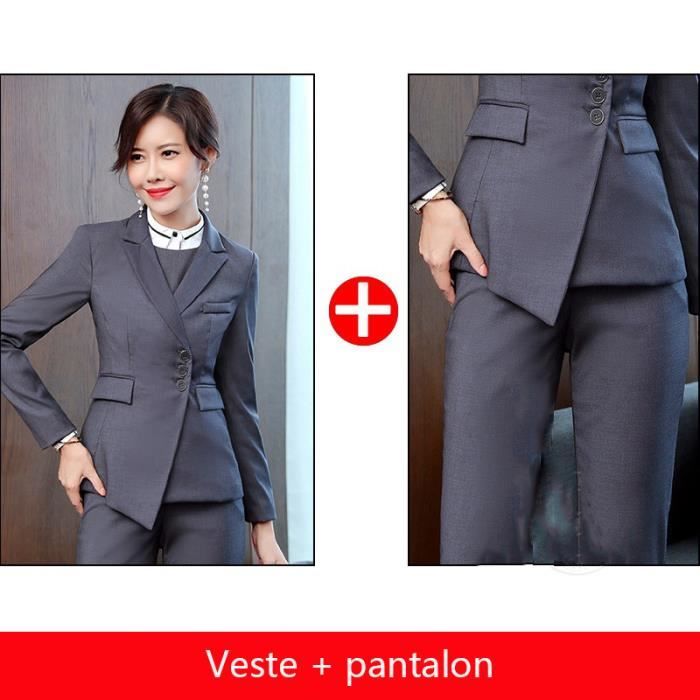 Costume Femme de marque de cérémonie Costume d'interview Costume de travail  Affaires Costume de trois pièces en deux pièces Gris - Cdiscount  Prêt-à-Porter