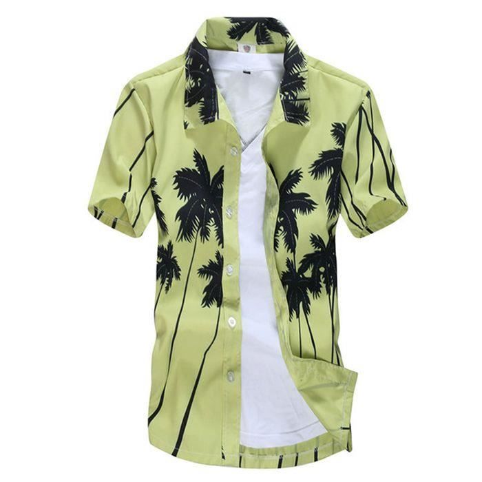 Chemise Hawaïenne Homme Taille M - Imprimé Tropical Palmiers, Planches De Surf - 100% Rayon - Neuf Sans étiquette