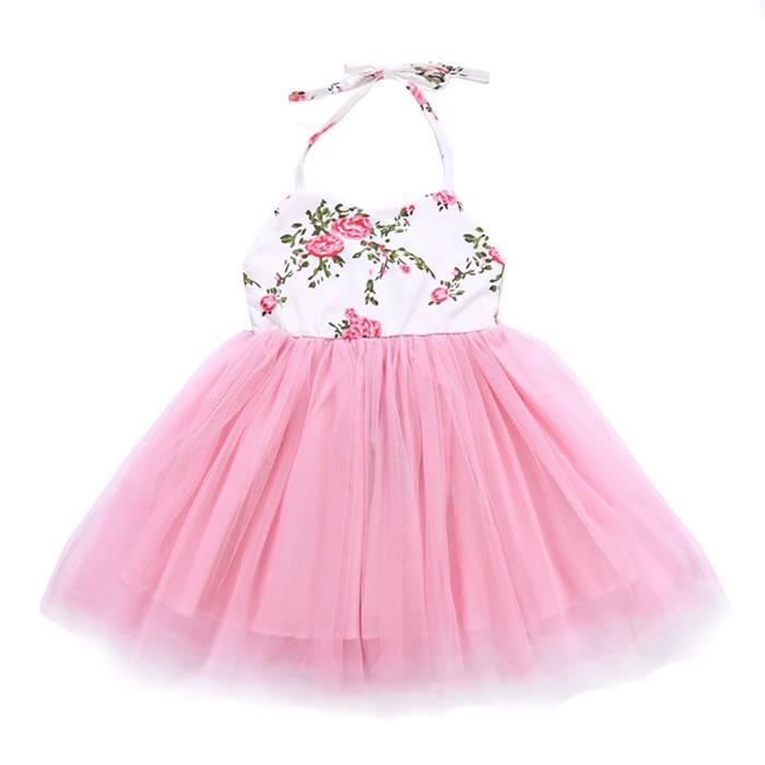 Robe Bébé Fille Robe Tutu D'été Pour Bébé Fille - Sans Manches - Dos Nu Robe Princesse Anniversaire Bébé