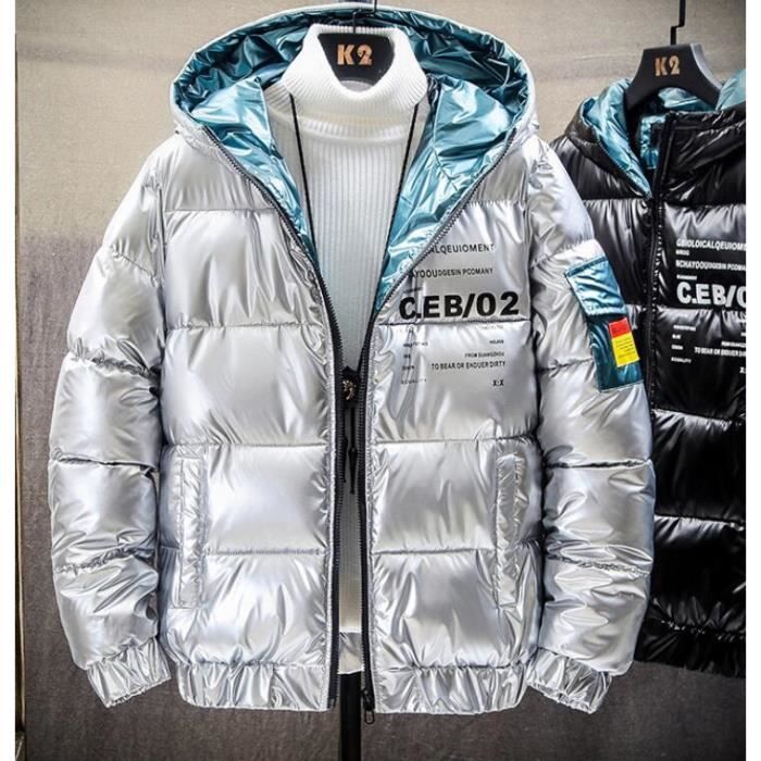 JINDING Doudoune doudoune homme veste homme blouson argent Bleu Cdiscount Pret a Porter