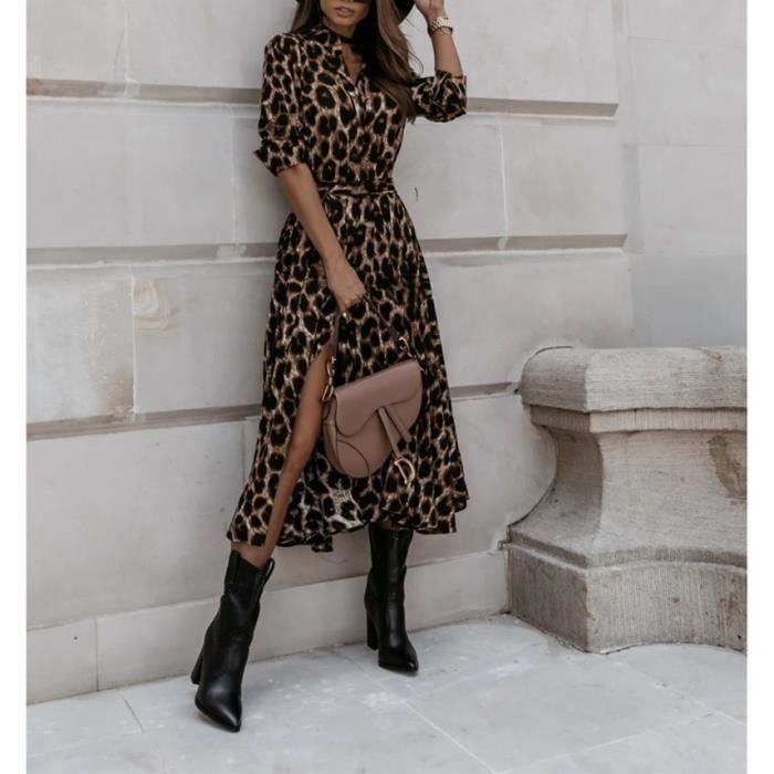 Robe longue leopard femme sale