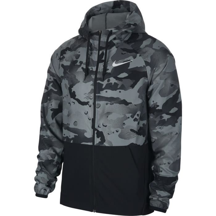 veste à capuche camo nike pro flex vent - noir - manches longues - homme