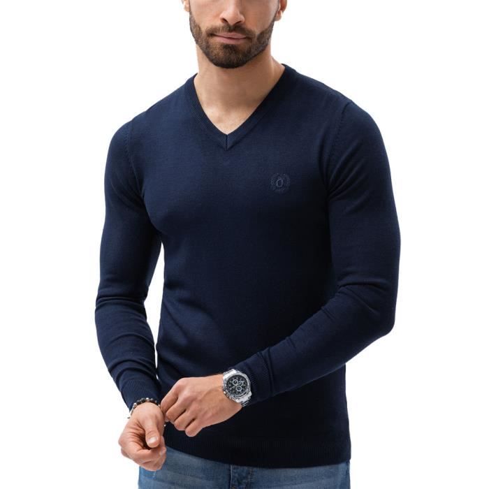 Pull col v homme Pull E191 bleu marine Bleu Cdiscount Pret a Porter