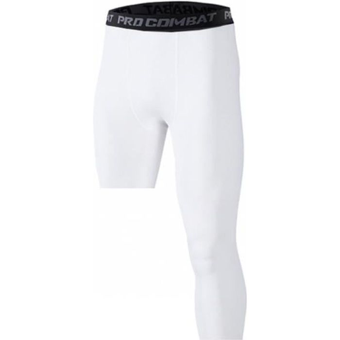 Collants de Compression 3/4 pour Hommes - KEHUASHINA - Blanc - Anti-Transpiration et Confortable