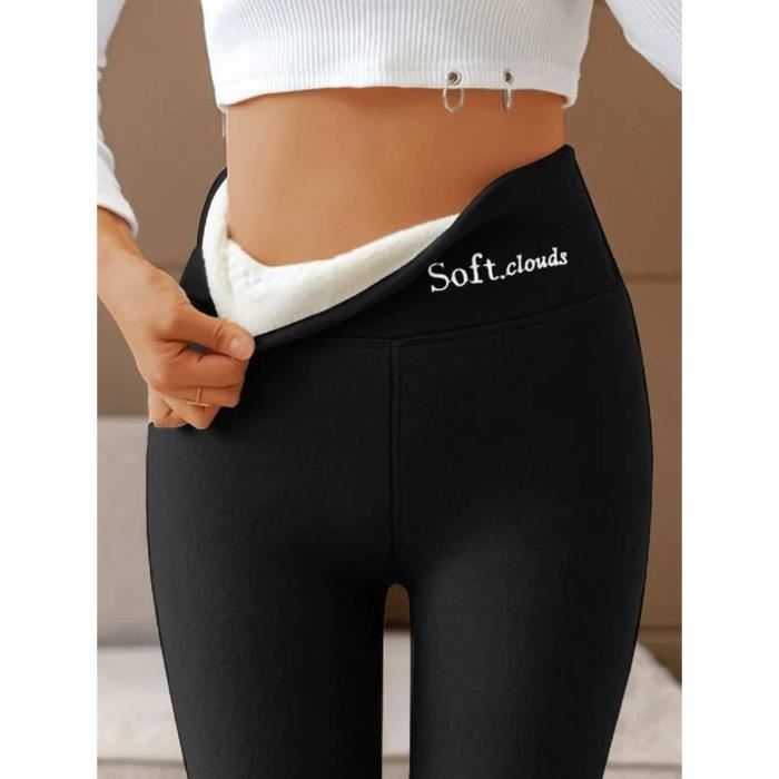 LEGGING JEGGING TREGGING Casual Warm Winter Solid Pants Soft Clouds Fleece Leggings Winter Leggings for Women Black Noir Cdiscount Pret a Porter