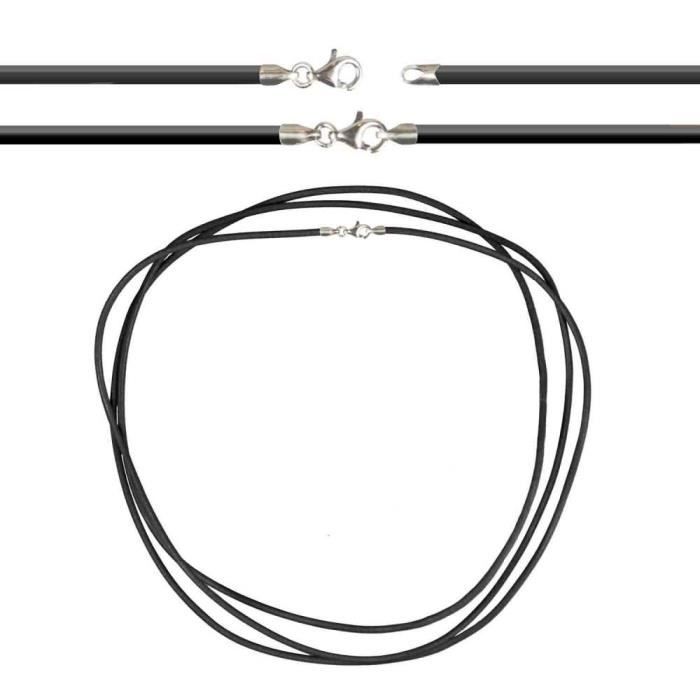 Lot 20 Fin Cordon en Cuir Noir Neuf 49 cm avec chaînette