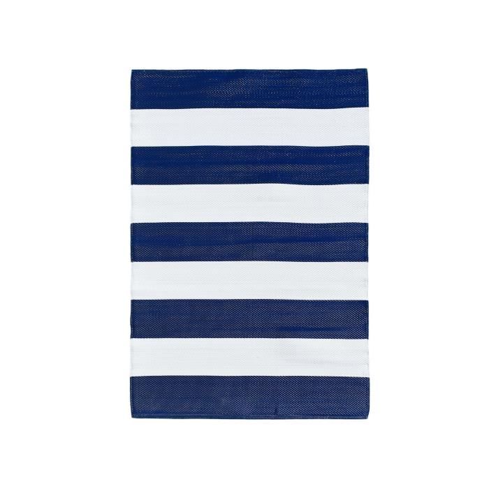 Tropique Tapis D Exterieur 150 X 220 Cm Bleu Et Blanc Motif Rayures Reversible Achat Vente Tapis Synthetique Cdiscount