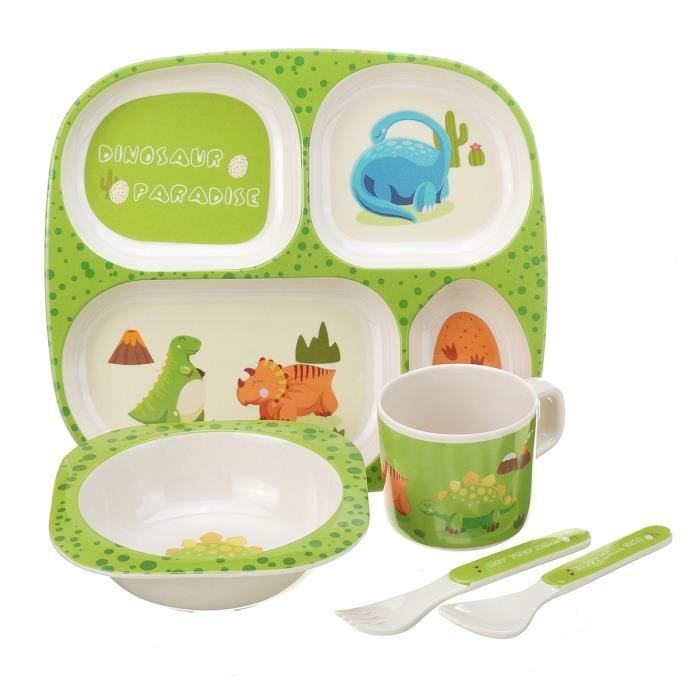 Unique V Coffret Vaisselle Set Repas Pour Enfant 5pcs Fibre De Bambou Vert Cdiscount Puericulture Eveil Bebe