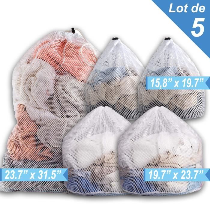 Lot de 4 filets à linge, sac à linge avec cordon de serrage réutilisable en  maille fine pour chemisier, soutien-gorge, chaussettes