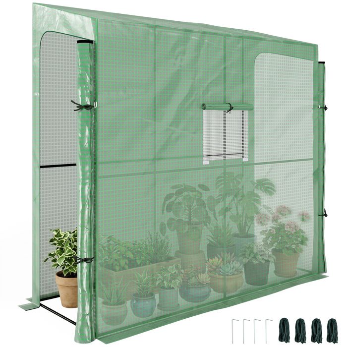 Serre de jardin - Outsunny - PE bâche renforcée 135 g/m² 2 portes zippées intérieur extérieur - acier - 200x80x200cm - vert