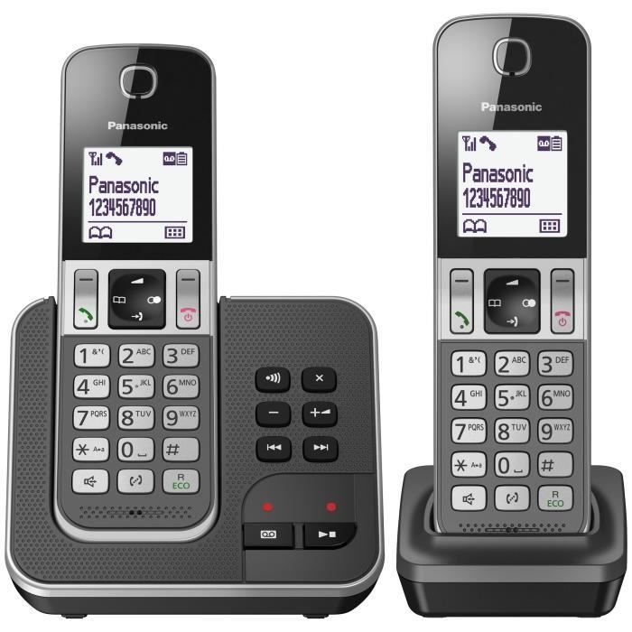 Téléphone sans fil duo PANASONIC KXTGD322FRG avec répondeur et blocage d'appels - 120 numéros - Argent