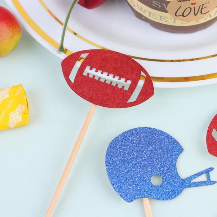 40 Pieces Decorations De Gateau D Anniversaire Joueur De Rugby Prise De De Fete Drapeau Kit De Decoration Pack De Decoration Cdiscount Maison