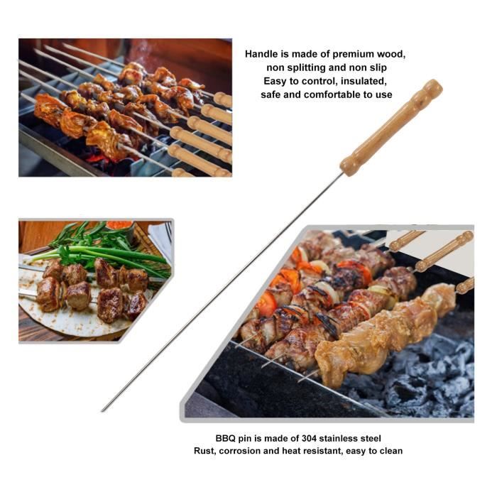 Brochettes De Barbecue - QQMORA - 10 Pièces - Poignée En Bois